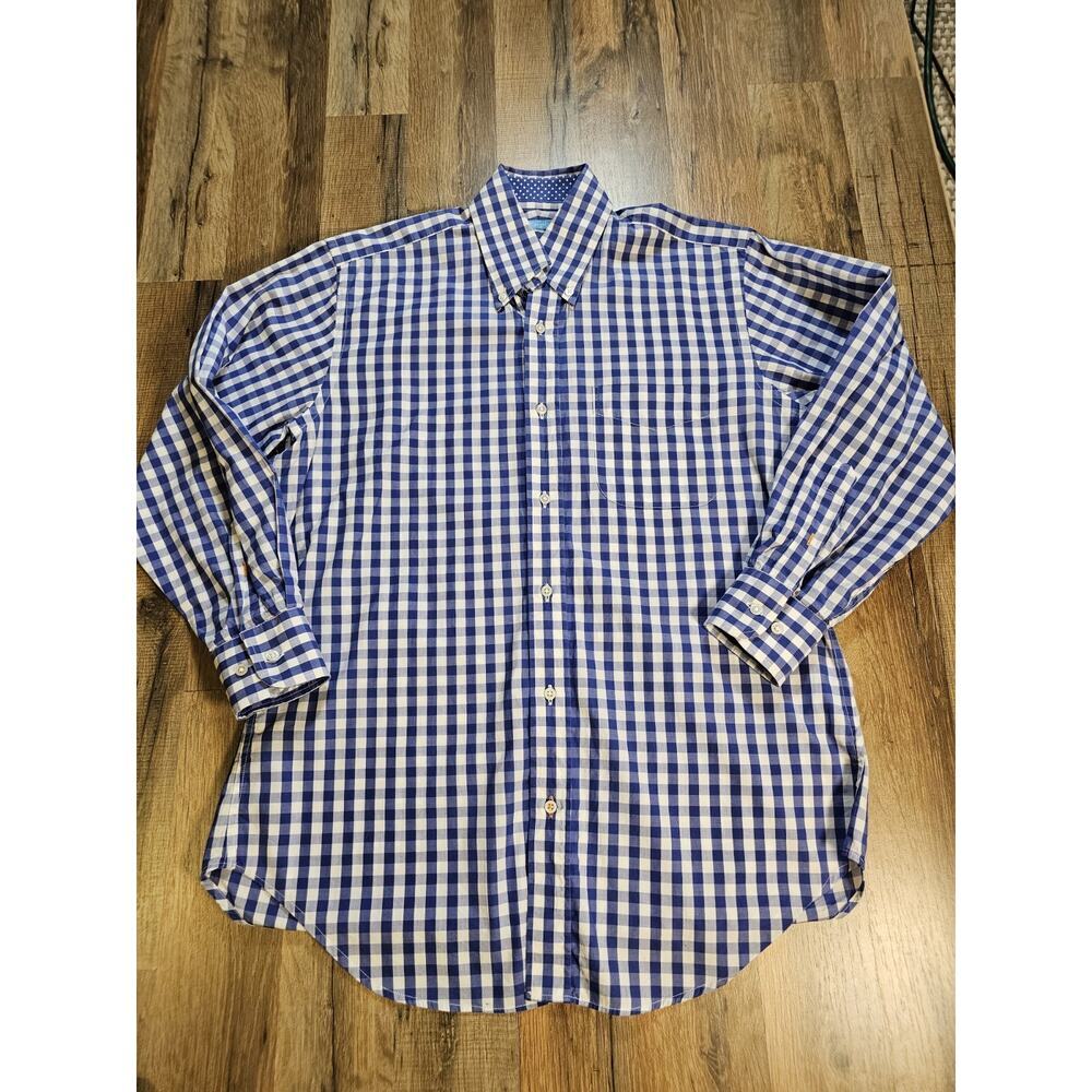 J. Mclaughlin 100% Cotton Checked Button Down Men's Size S Career Preppy